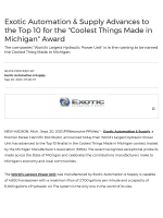 Exotic Automation & Supply Advances to the Top 10 for the _Coolest Things Made in Michigan_ Award